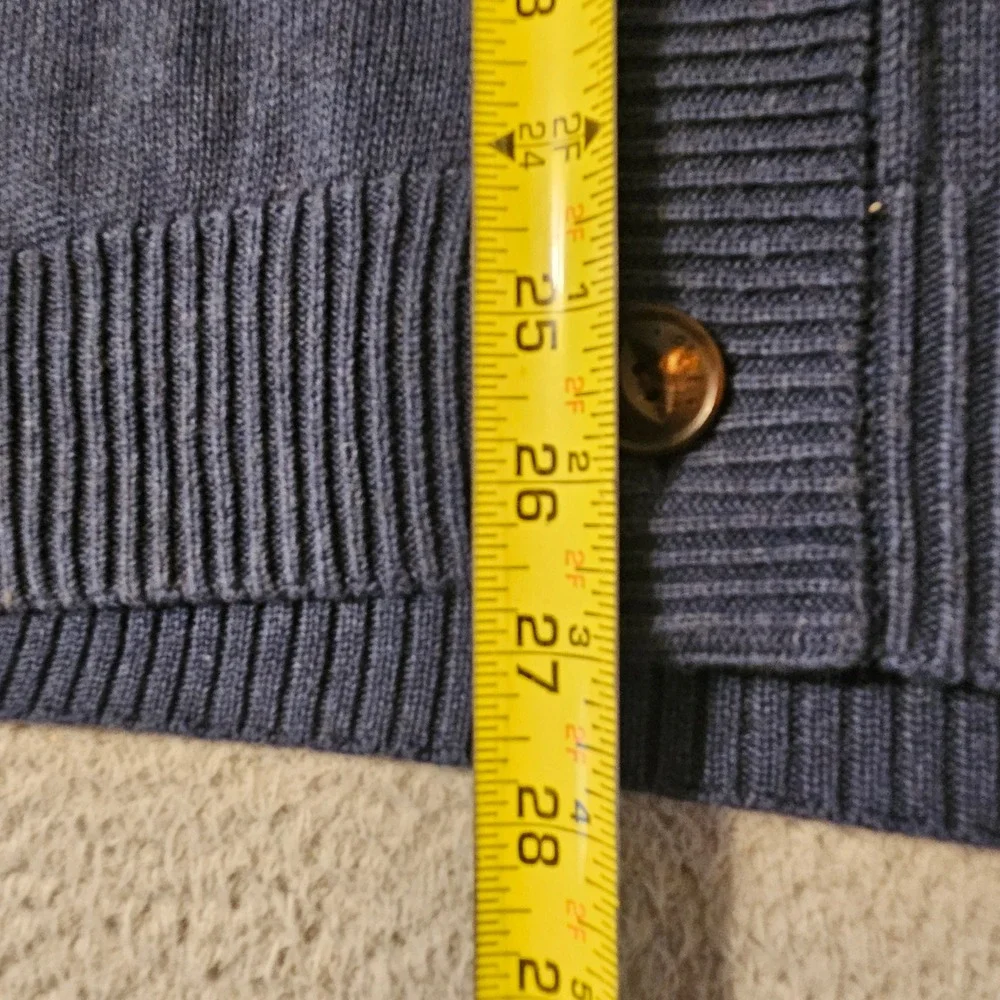 Tom Morris St Andrews Mens Medium Cotton Shawl Collar Cardigan Sweater Blue Gold
